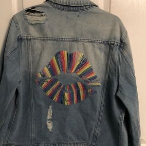 LAUREN MOSHI M EMBROIDERED MULTICOLOR LIP JEAN JKT